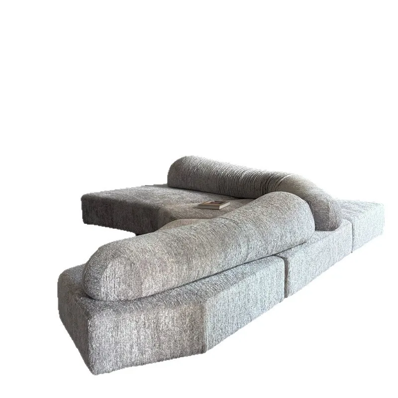 

Rock sofa wabi sabi villa large flat floor module combination living room special-shaped fabric