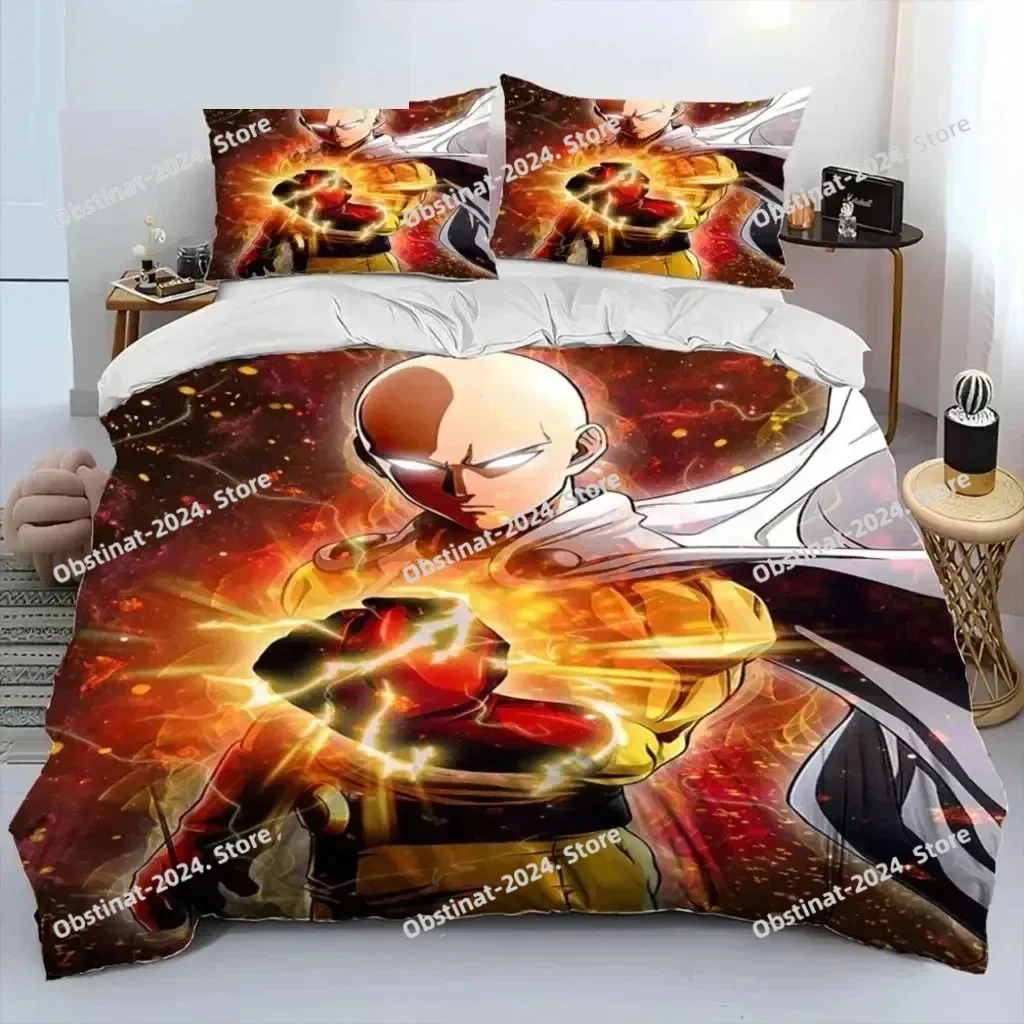 Anime One-Punch Man Saitama Bedding Set Duvet Cover Full Queen King Size Pillowcase Bed Printed Aldult Kid Bedroom Single Twin