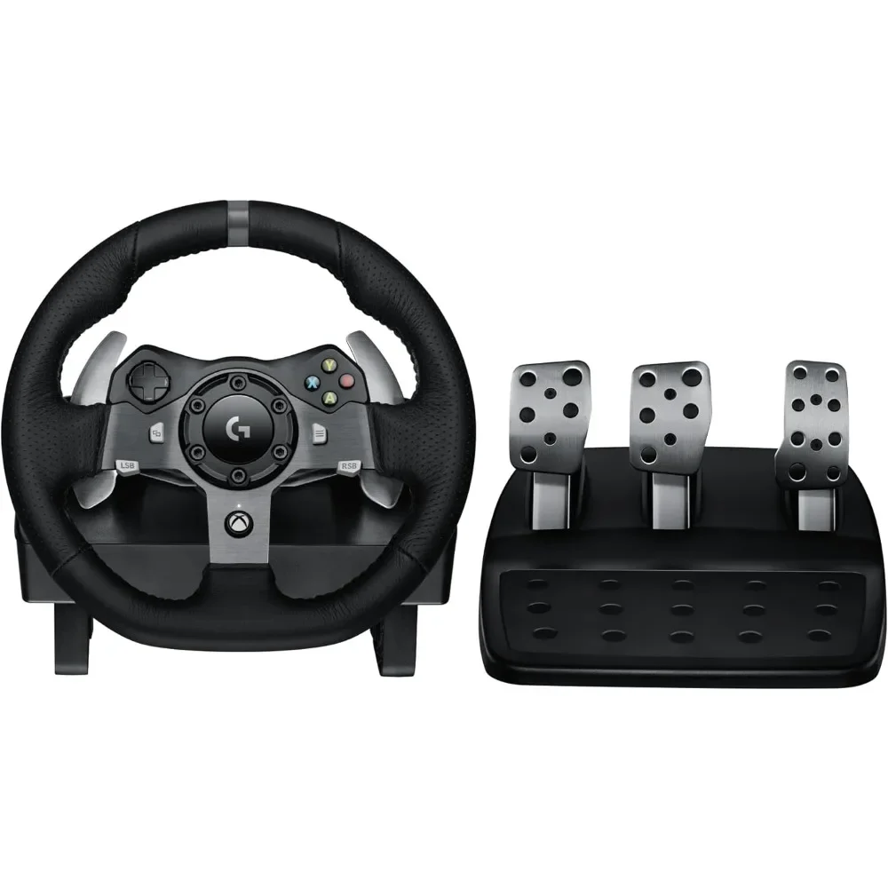 0 Driving Force Racing Wheel and Floor Pedals, Real Force Feedback, Stainless Steel Paddle Shifters, Leather Steerin