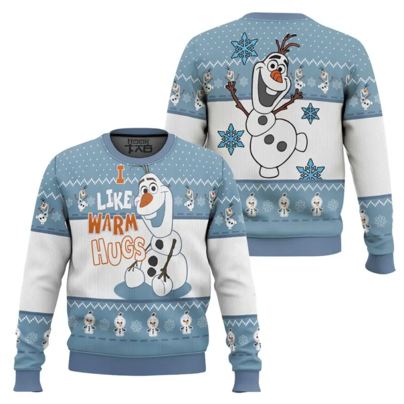 

Frozen Olaf Like Warm Hug Ugly Christmas Sweater Funny Holiday Party Pullover Warm Cozy Sweater for Men Women Xmas Gift 2026