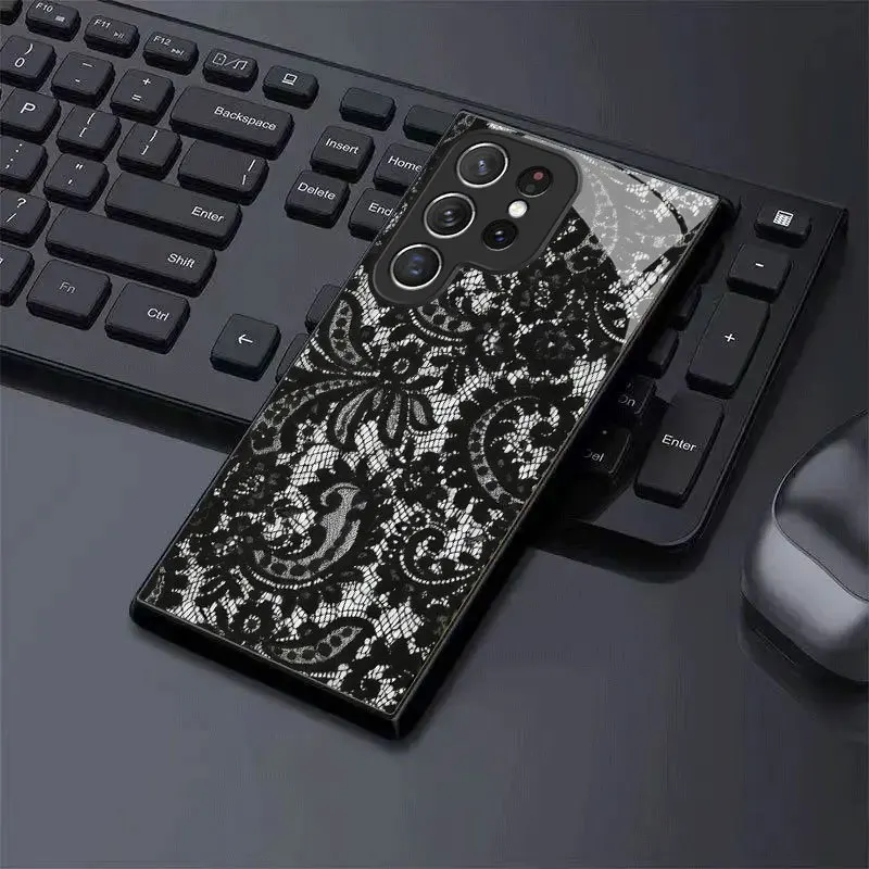 

New Black Lace Phone Case, Premium Black, for Samsung New Creative S26/S25/S24/S23/S22/S21 and other models