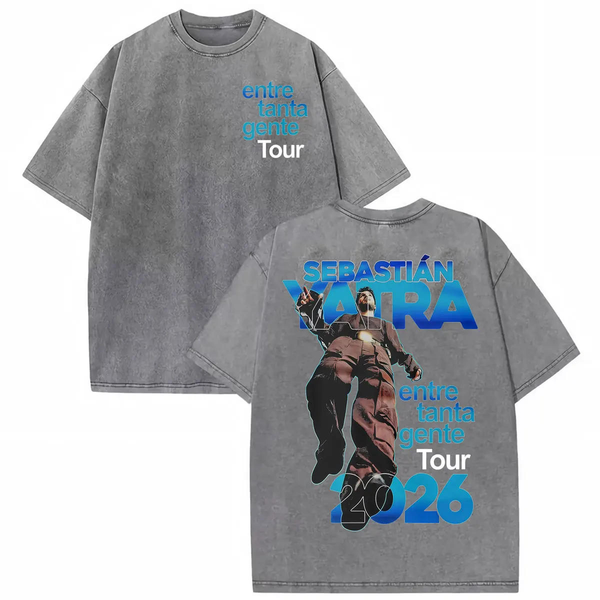 Sebastian Yatra Entre Tanta Gente Tour 2026 T Shirt Men Women Harajuku Fashion Vintage Washed T-shirt Streetwear Cotton T Shirts