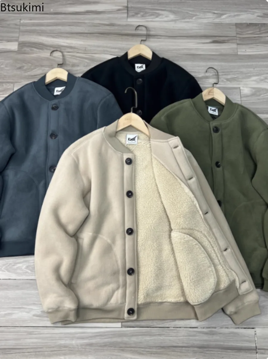 

2025 Winter Men's and Women's Lamb Fleece Jackets Loose Retro Baseball Collar Jacketcoat Thickened Windproof and Warmb Jackets