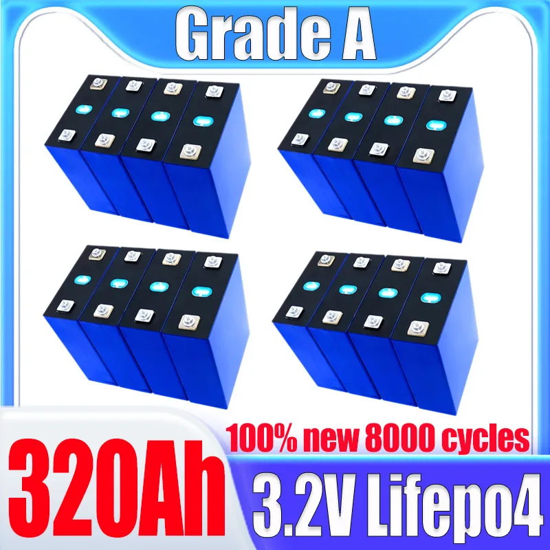 

Новый аккумулятор Lifepo4 3,2 В 320 Ач 3C мощный A-класс 8000 циклов DIY 12 В 24 В 48 В тележка для гольфа RV EV солнечная зарядка аккумулятор без налога