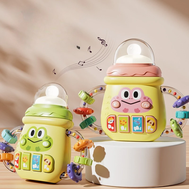 Childrens Electric Illuminated Music Feed Bottle Montessori Early Education Story Machine Nipple Sooth Todder Toys Baby Rattle