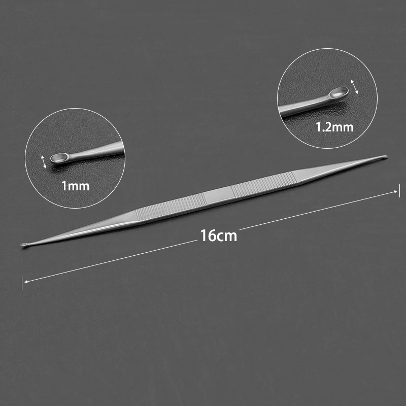 Cureta de oreja de acero inoxidable, cureta mastoide, cureta de cuerpo extranjero de canal auditivo externo, instrumento microquirúrgico Ent