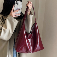 Soft PU Leather Quality Underarm Bag Vintage Wine Red Ladies Shoulder Bag Commuter Large Handbag Women's Versatile Tote Bag