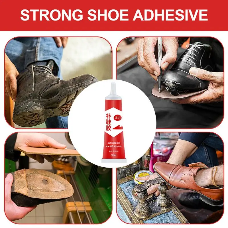 Pegamento para zapatos, adhesivo de cuero para fijación de calzado, transparente, suave, para reparación de suelas, 60ml