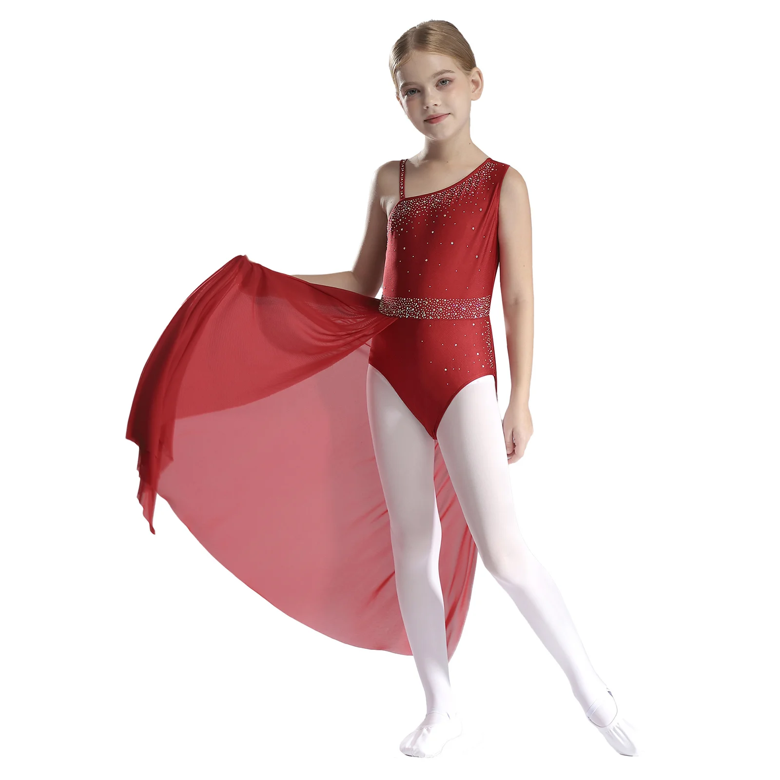 Robe de danse lyrique avec biscuits pour enfants, justaucorps à jupe en fibre de maille, vêtements de danse modernes, vêtements de ballet pour filles, mode