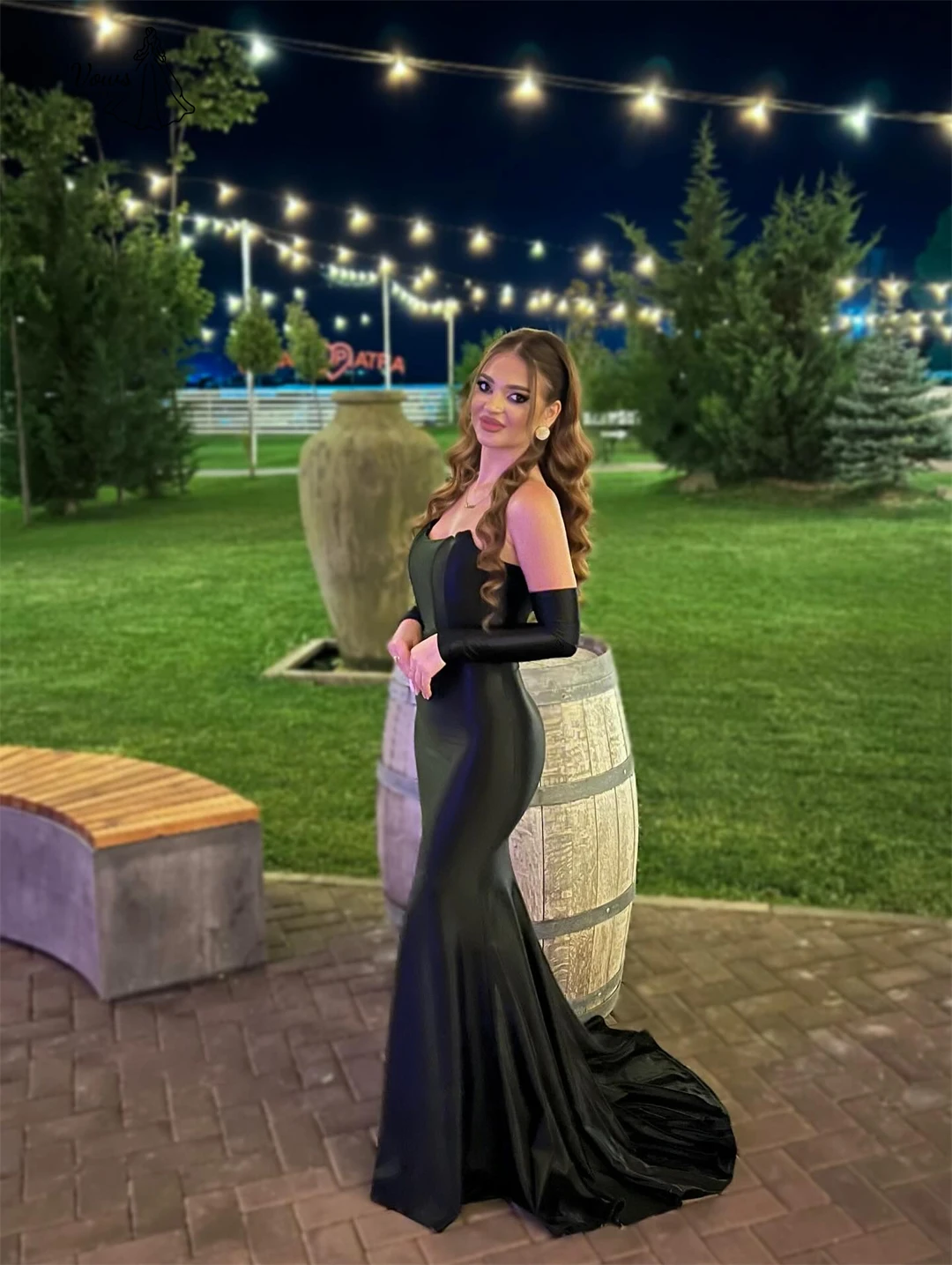 

Vows Satin Cloth Elegant Evening Party Dresses for Women Prom Dresses 2025 Luxury Custom Made Black Fishtail Skirt Robe Soiree