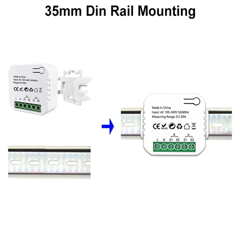 Medidor de energía bidireccional con abrazadera, Monitor de energía Solar, aplicación CT, 80A,110V, 240VAC, fácil de usar, Tuya Smart Life Zigbee