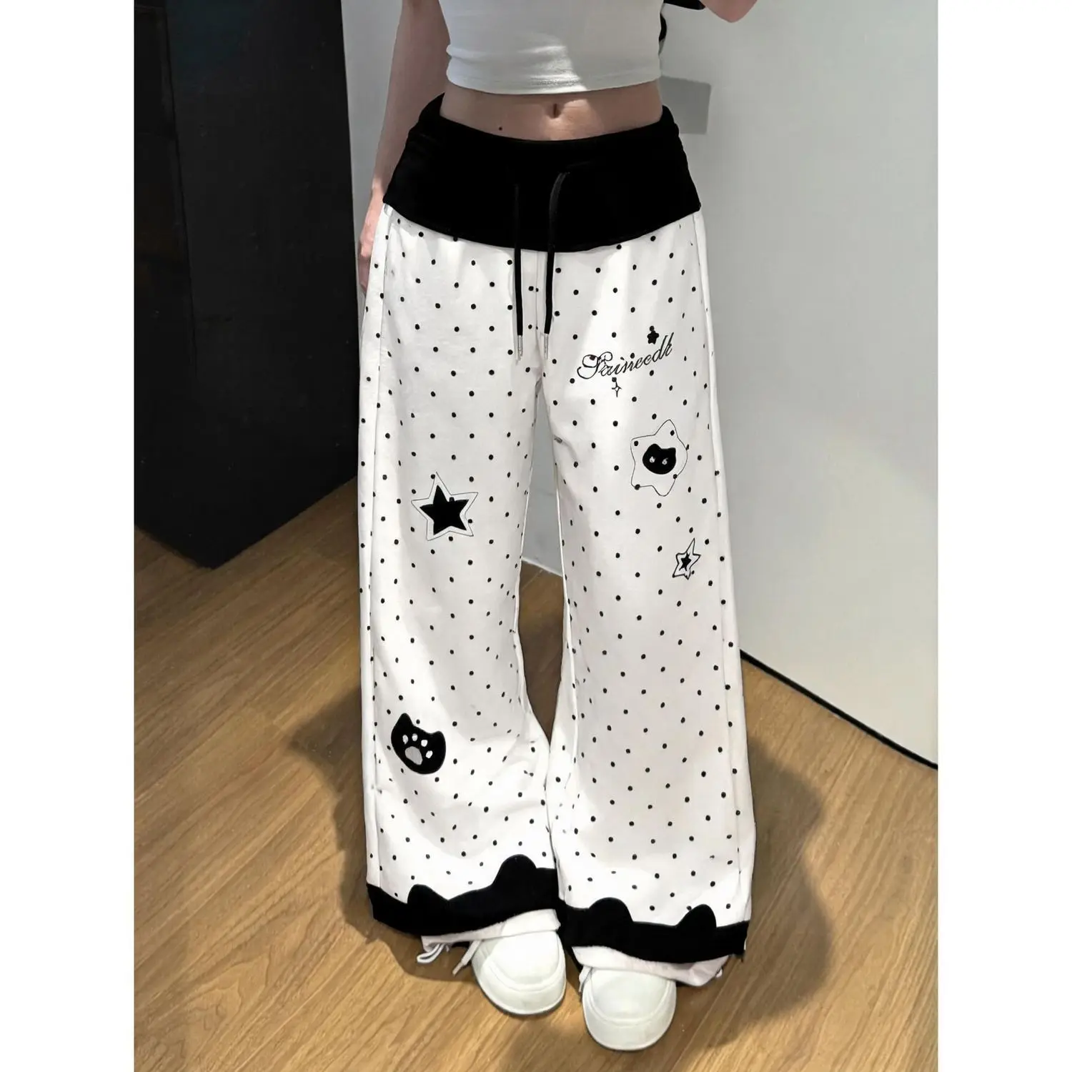 Harajuku Y2K Kawaii Women Pants Subculture Cartoon Print Chic Casual Loose Trousers Street Bottoms for Hot Girls Daily Outfits