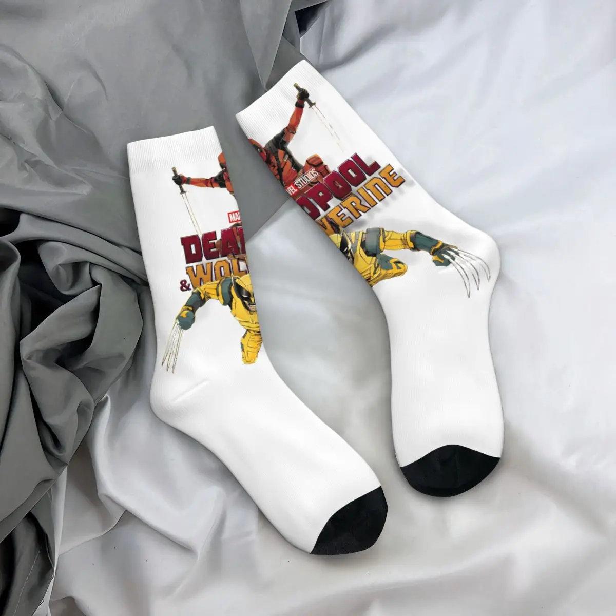 Deadpool & Wolverine Together Socks Men Women Friendship Socks Novelty Spring Autumn Winter Middle Tube Stockings Gift