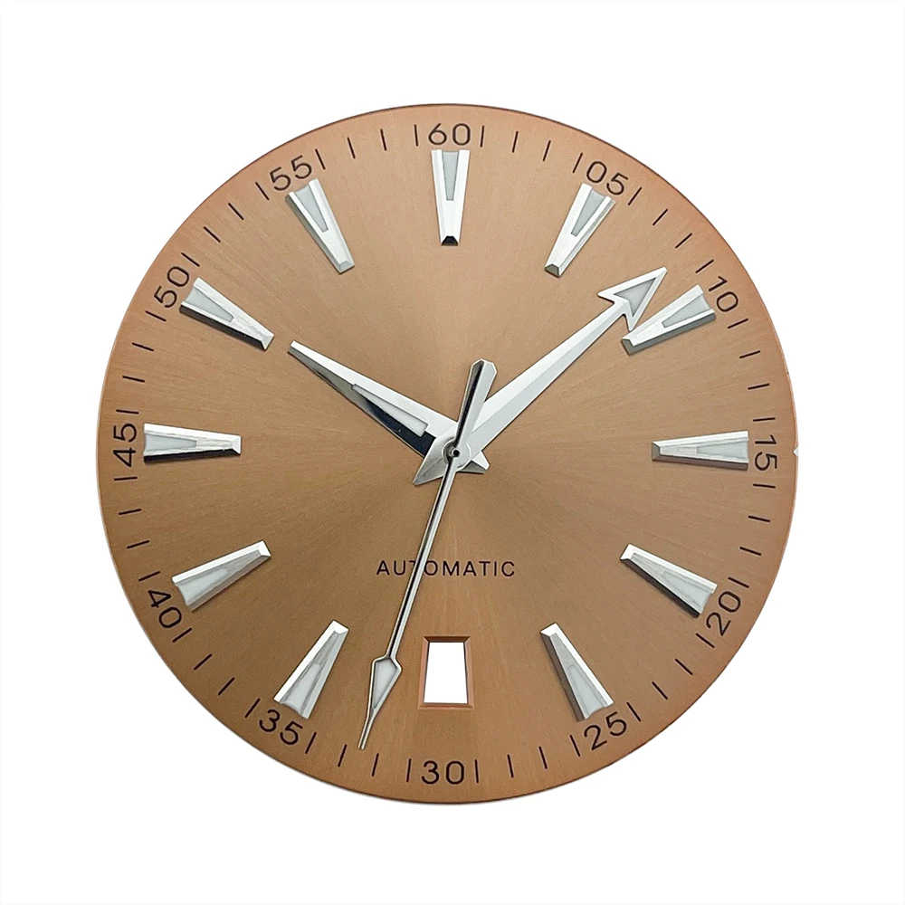 33.2mm Watch Dial Hands Parts Green Red Gray AT150 AQUA Sun Brushed for NH35A Date At 6 - Blue Lume view 4