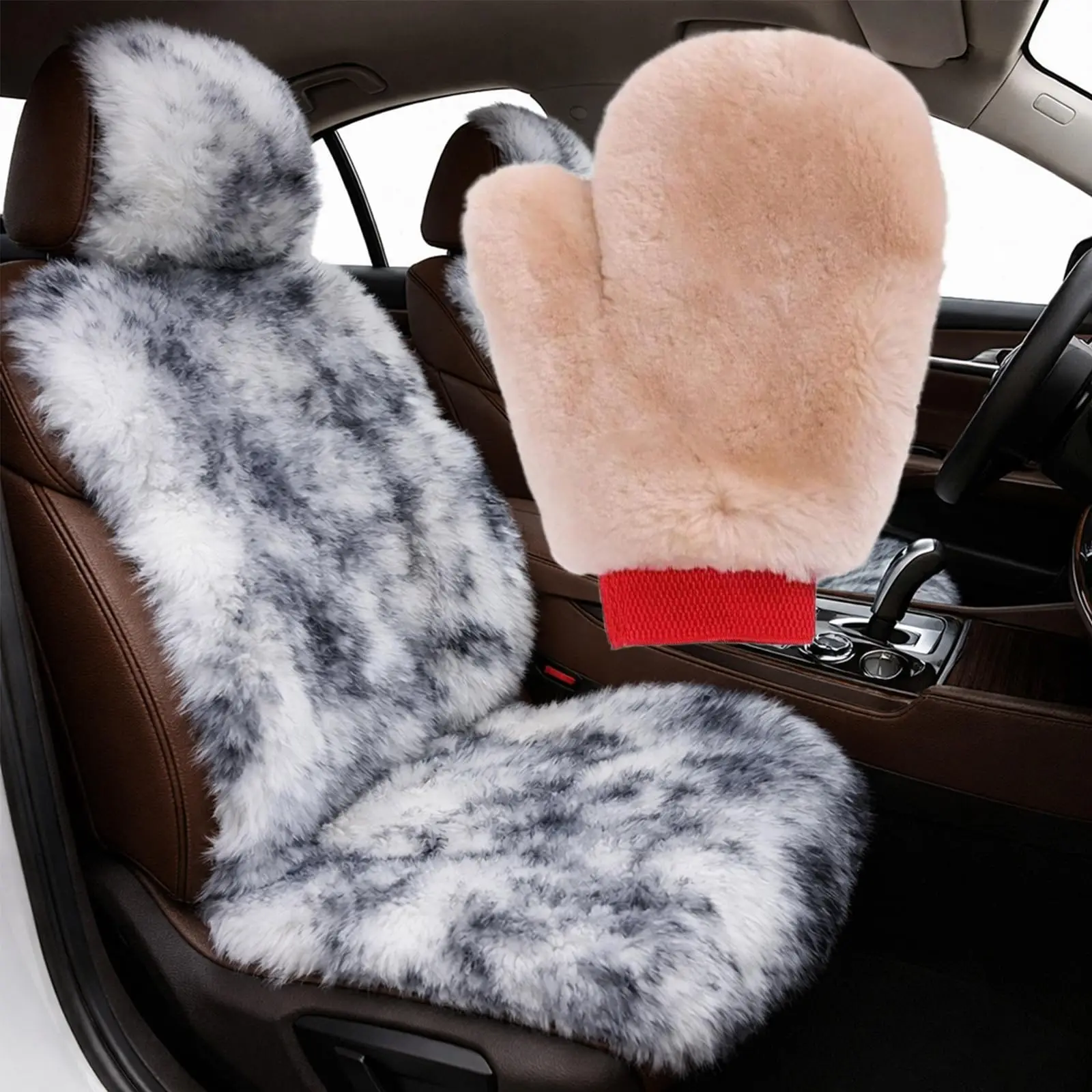 

Sheepskin Car Seat Covers And Scratch-Free Wash Mitt