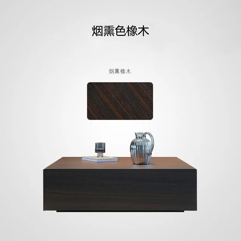 minimalist black solid wood coffee table black wood grain small apartment living room floating floor cabinet