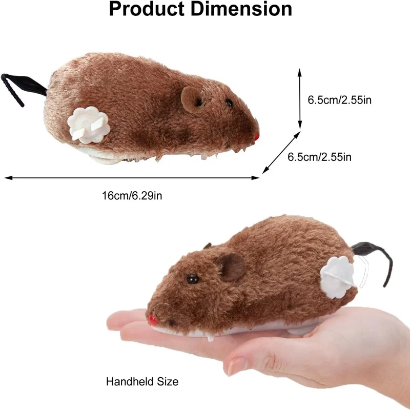 Wind-Up Rat Toys Realistic Plush Rat Toys Novelty Running Racing Mouse Clockwork Toys Funny Interactive Toys for Pets Cats Dogs