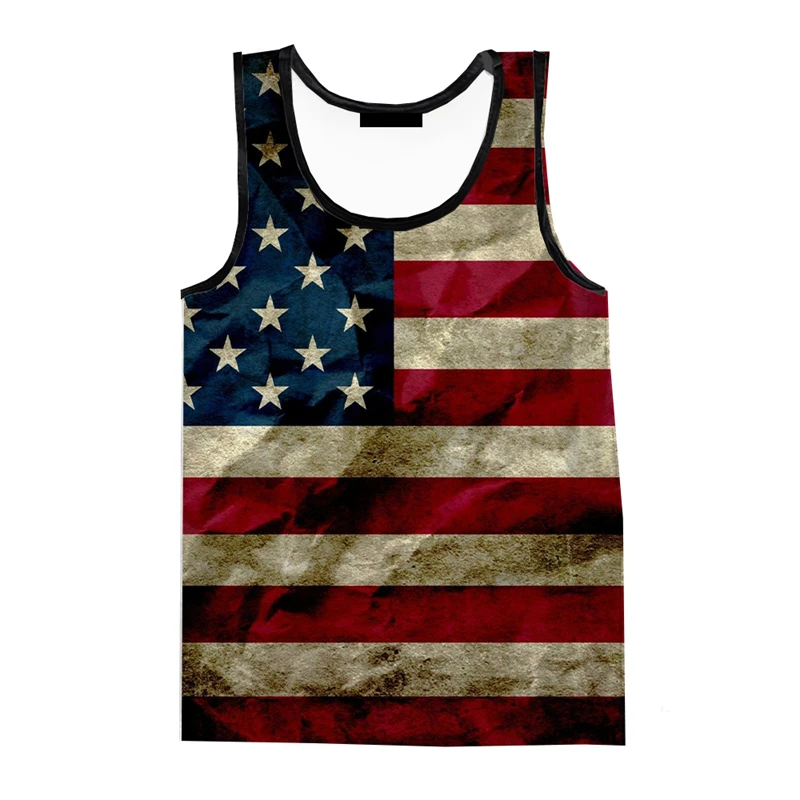 USA American Flag 3D Printed Tank Tops Men's Casual Fashion Streetwear Oversized Sleeveless Tank Top Gym Male Vest Man Clothing