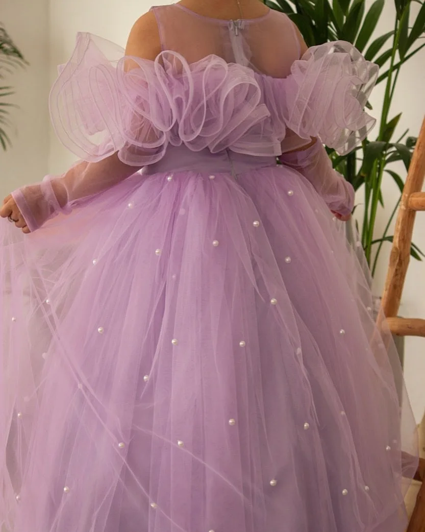 Robes de demoiselle d'honneur à col transparent pour petite fille, robe de Rhavec perles, robe tutu pour Noël, anniversaire et baptême, 2024 CAN ac