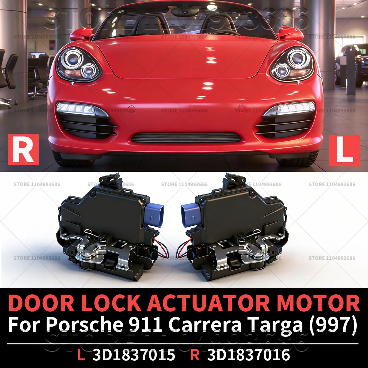 Actuador de Cerradura de Puerta Izquierda y Derecha OEM 3D1837015 3D1837016 para Porsche 911 Carrera S 4S Targa 4 Turbo 2006 2007 2008 2009 2010