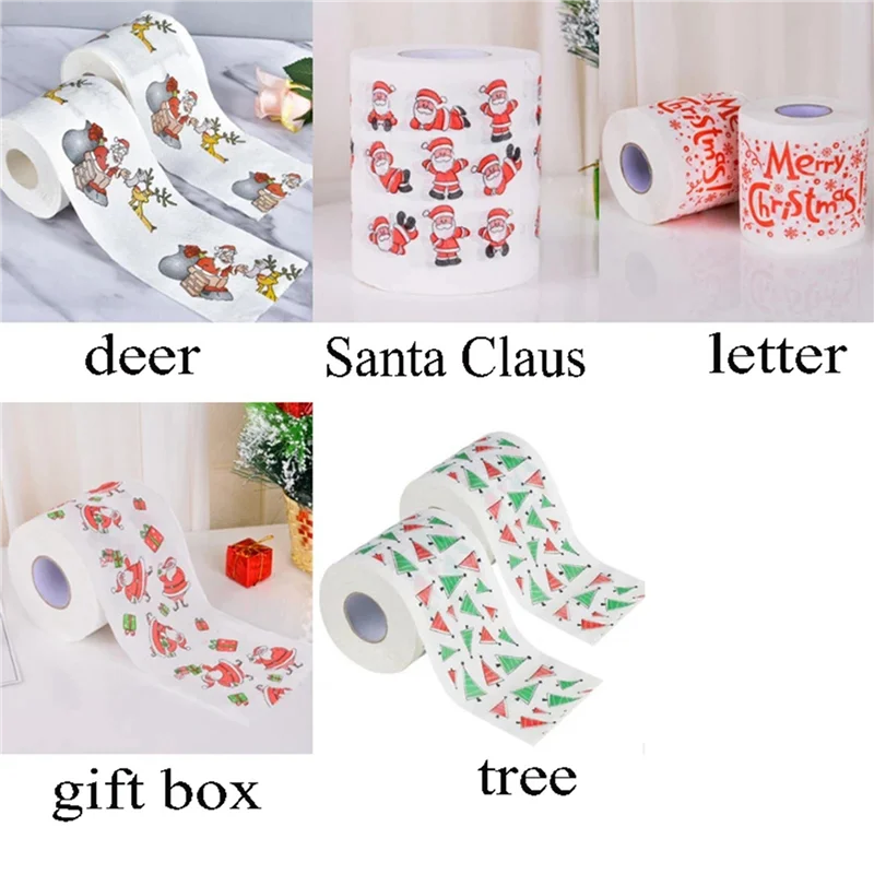 ABIT 5 รูปแบบSanta Clausกระดาษม้วนกระดาษทิชชูผ้าขนหนูตกแต่งคริสต์มาสXmas Santa Office Roomห้องน้ํากระดาษ 15 ม้วน
