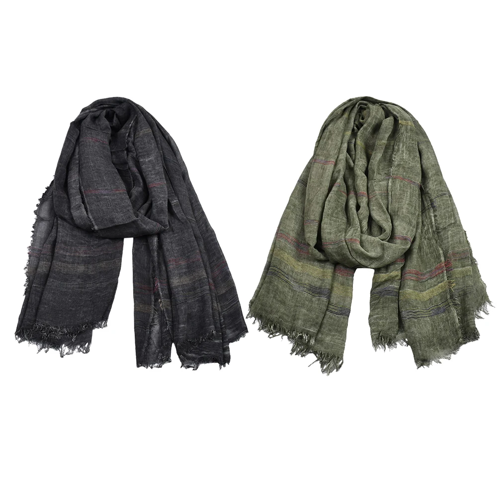 

2Pcs Scarf Linen Scarf Women Shawl Men Beach Travel Party Gift Sun Block Fashion Women Shawl Unisex