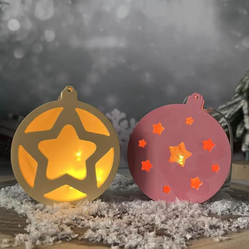 

Silicone DIY Christmas Round Atmosphere Lamp Mold Splicing Light Box Hanging Star Elk Snowflake Light House Plaster Mold Decor
