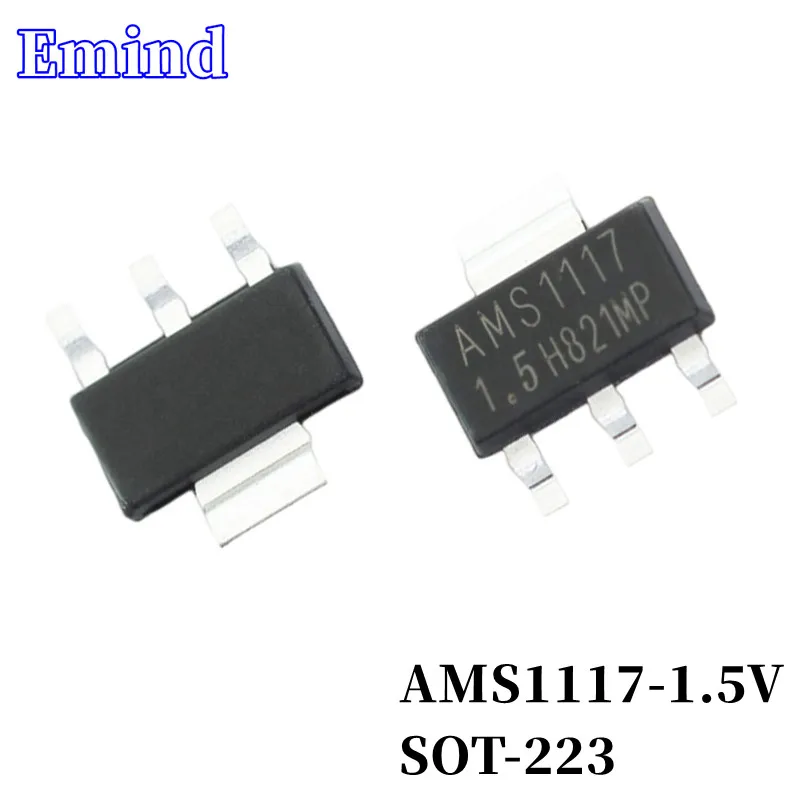 10/30/50Pcs AMS1117-1.5V 1117-1.5 SOT-223 LDO 3-terminal Regulator IC SMD Low Dropout Regulator