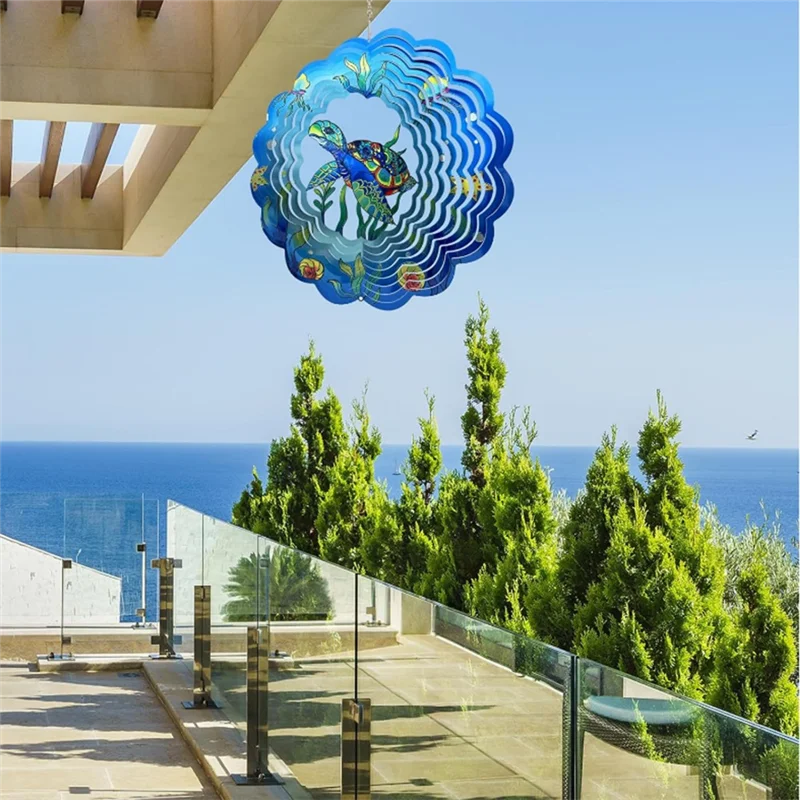 

A57X-Sea Turtle Wind Spinners 3D Hanging Wind Spinner Sea Turtle Ornament Gifts, Metal Wind Kinetic Sculpture For Home Decor