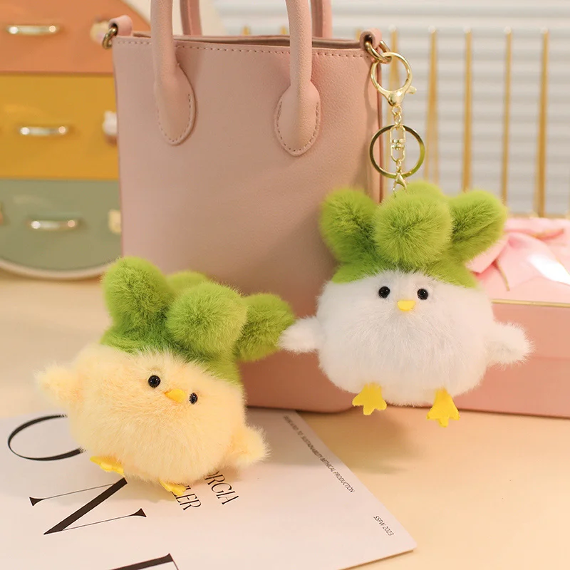 الكرتون الخضروات الدجاج حقيبة مفاتيح قلادة الضغط الصوت الأصفر الأبيض الحيوانات أفخم مضحك لعب الفتيات هدايا عيد ميلاد ديكور المنزل