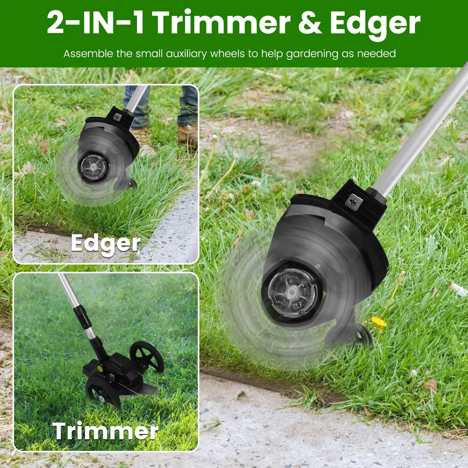 

Deli 12-inch 21V Cordless String Trimmer, Battery Powered Weed Wacker & Lightweight Grass Trimmer with 2.0Ah Batteries