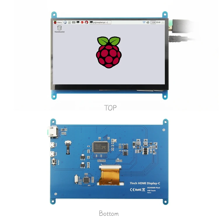 Écran Tactile LCD pour Raspberry Pi 3 B, Puzzles IPS, Moniteur DIY, HD, 1024x600, 7.0 Pouces, 7 Pouces