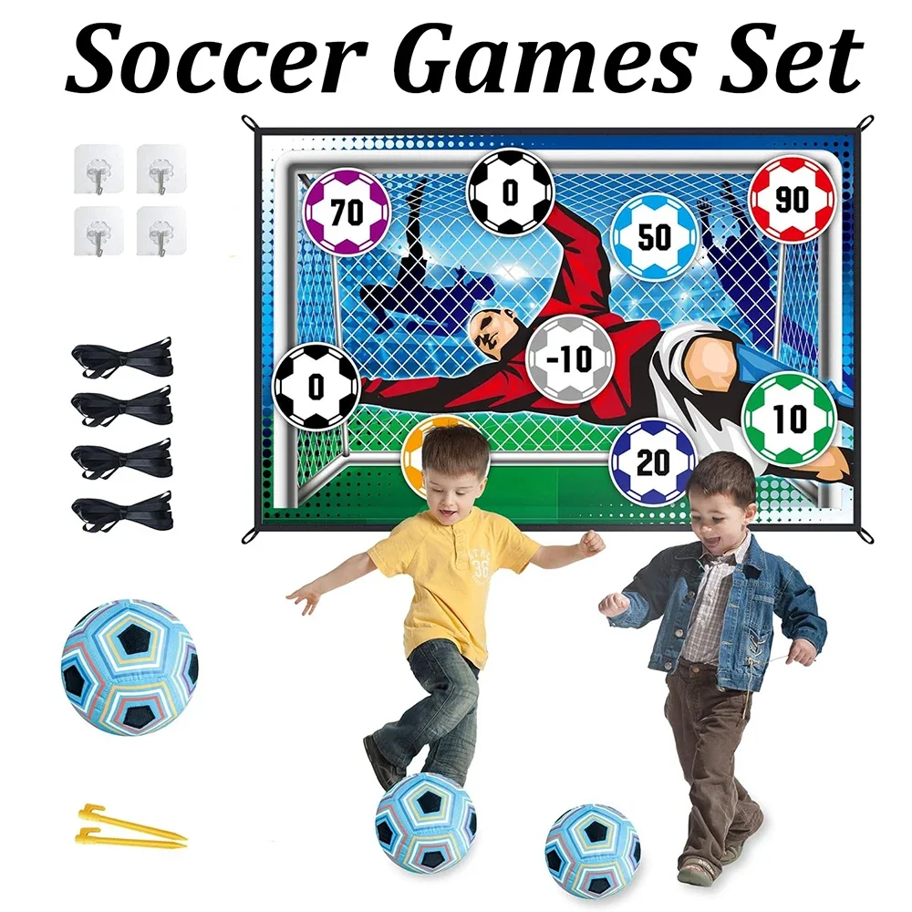 Soccer Games Set Backyard Outdoor Indoor Mini Soccer Toys Games Set with Adhesive Ball Target Toss Training for Kids Children