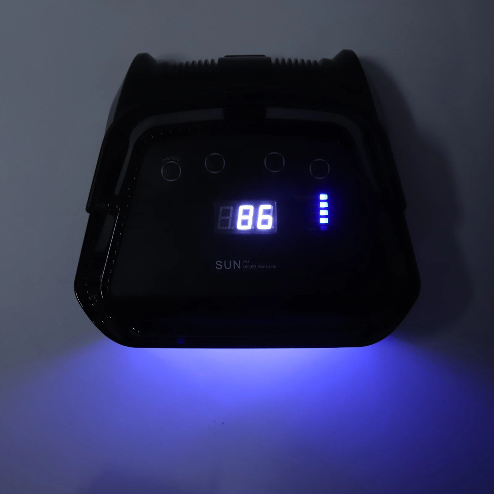 เครื่องเป่าเล็บเจลยูวีแห้งเร็ว36หลอดชิป4จับเวลาแบบชาร์จไฟได้โคมไฟเล็บ LED สีดำ72W