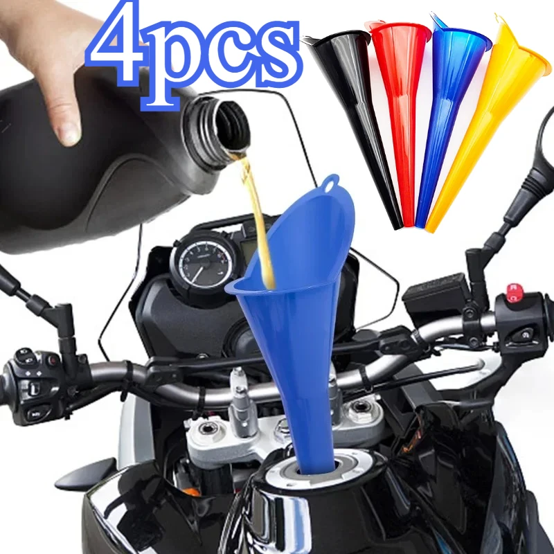 

4pcs Car Long Stem Funnel Fuel Filling Tools Anti-splash Plastic Oil Funnel Motorcycle Refueling Tools Auto Accessories