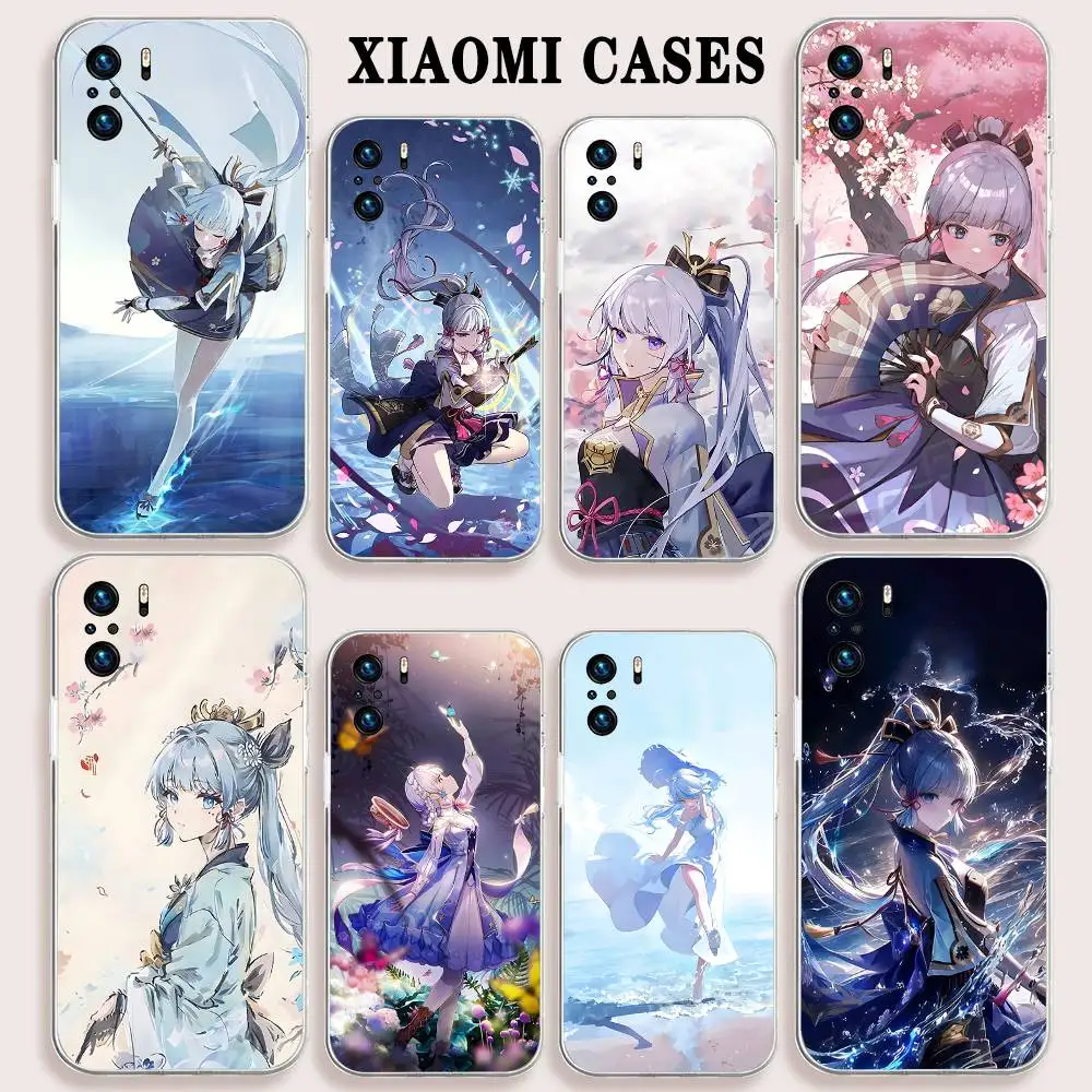 

K-Kamisato Ayakas Phone Case Clear Frame Soft TPU Case Cover For Xiaomi Mi 14 13 14 Pro 15 Bumper Shockproof
