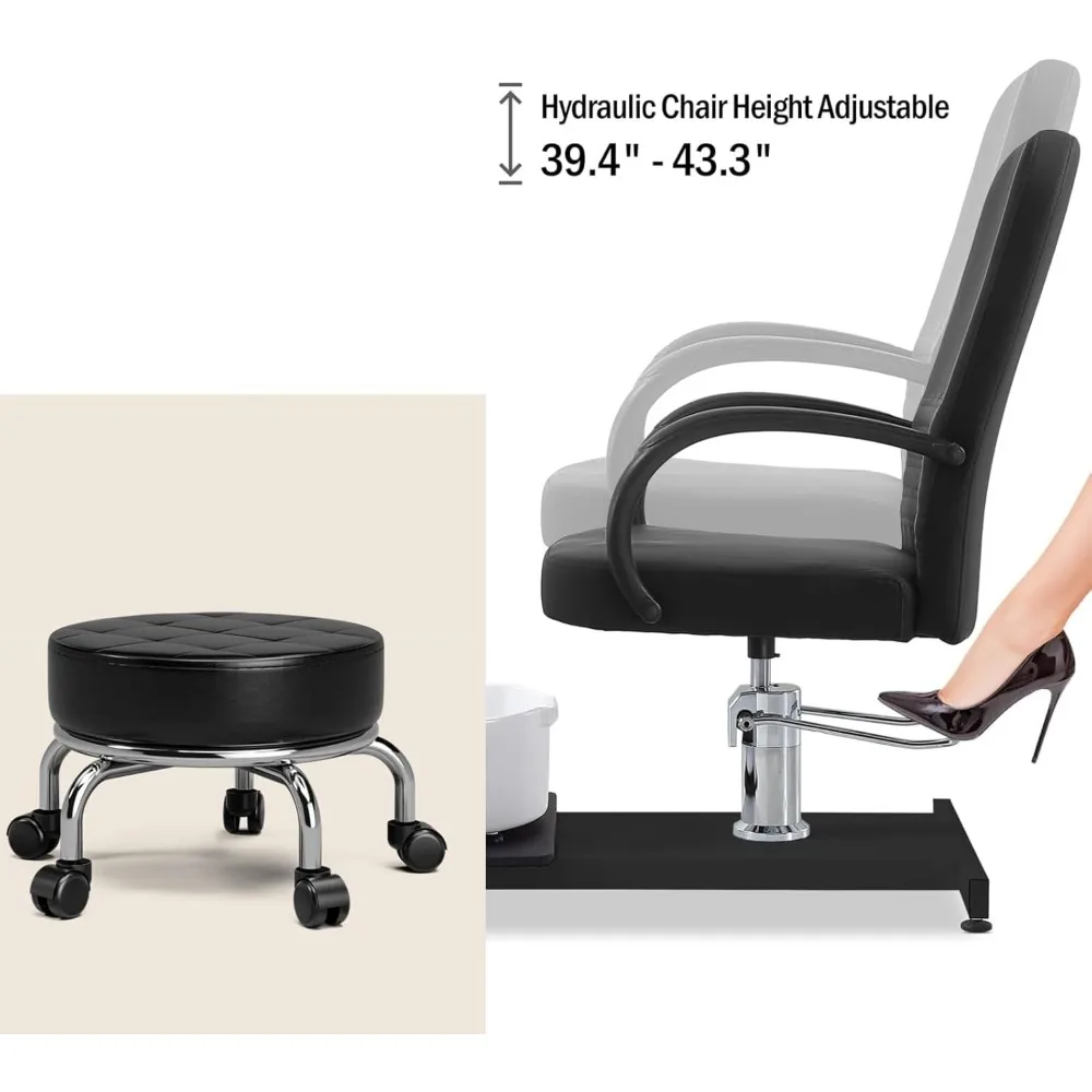 Silla de pedicura con taburete bajo rodante/lavabo para pies/reposapiés hidráulico ajustable para salón Spa Nail Tech