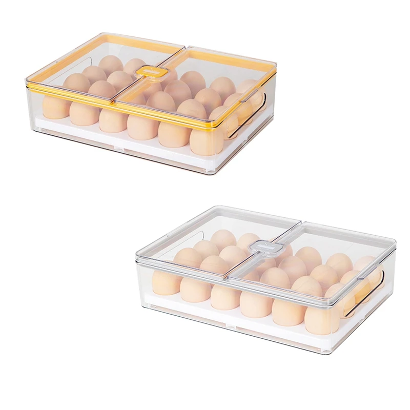 Caja de huevos transparente con tapa para cocina, almacenamiento de mantenimiento fresco para refrigerador, estante para huevos para el hogar, contenedores de sellado para congelador