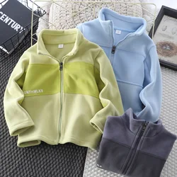 Children's Fleece Coat 2025 New Autumn Winter Stand Collar Design Kids Warm Casual Zipper Jacket For Baby Boys 3-15 Years Wear
