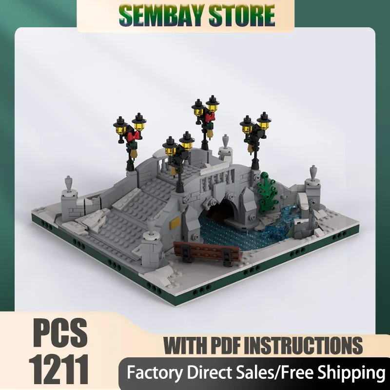 Ville rue vue modèle Moc brique de Construction modulaire parc d'hiver pont modèle technologie blocs noël bricolage jouet Construction cadeau