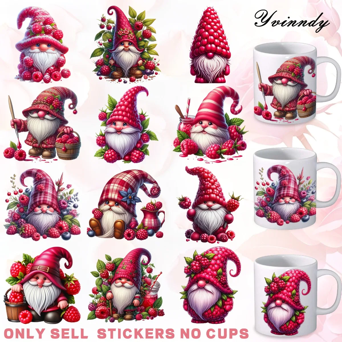 

Набор из 12 рулонов самоклеящейся бумаги для УФ-ДТФ печати на стекло, с рисунком «Красные малиновые гномы» и «День святого Валентина», для творчества и декора