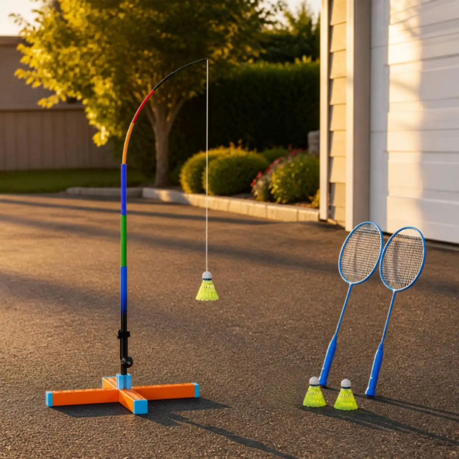 Badminton Practice Aid Kit with Nylon Cord and Weighted Base for Repeated Swing Training Without Partner