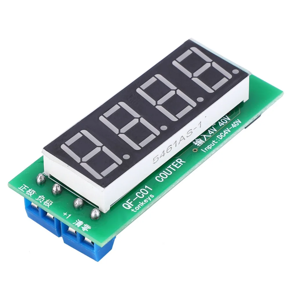 QF-C04 4-Digit Digital Counter Module DC4-40V Red Light 4-Digit Digital Display with Memory Function Electrical Equipment