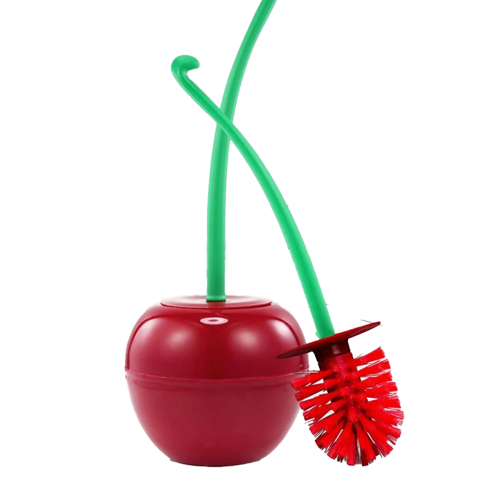 Cherry Shape Toilet Brush Set Long Handle Replaceable Nylon Soft Bristle Brush