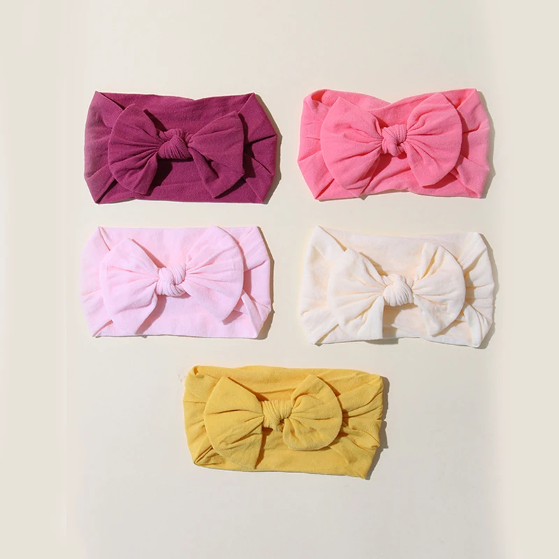 5Pcs Cute Bows Baby Headband Soft Elastic Baby Girl Hair Bands For Newborn Infant Turban Headwear Baby Hair Accessories