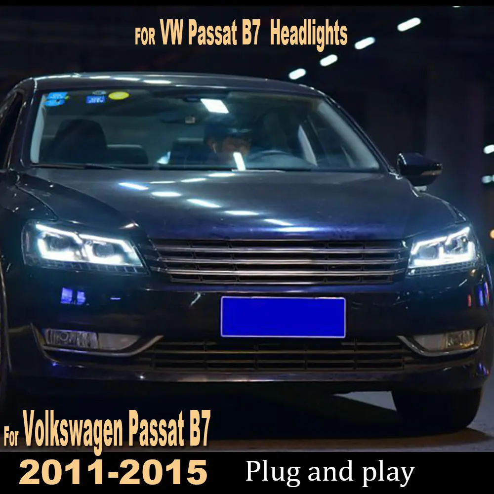 

1 pair Car Styling for Volkswagen Passat B7 Headlights 2011 2012 2013 2014 2015 LED DRL Hid Head Lamp Bi Xenon Projector Lens