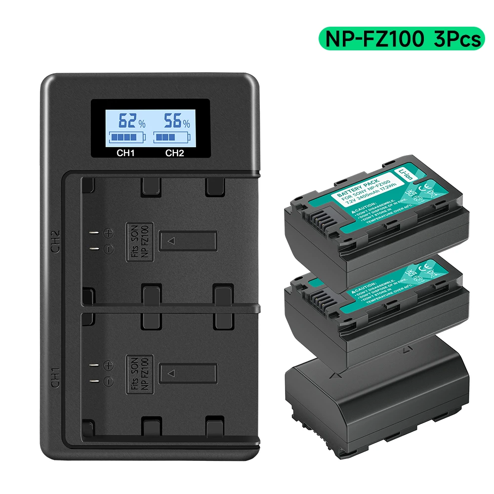 PALO NP-FZ100 NPFZ100 NP FZ100 батарея + LCD двойное USB зарядное устройство для Sony NP-FZ100, BC-QZ1, Sony a9, a7R III, a7 III, ILCE-9, A6600