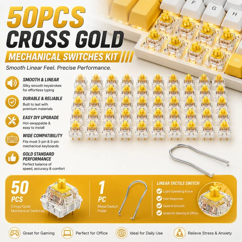 iTLYMechanical keyboard switch cross-shaped linear yellow switch3Mechanical keyboard replacementDIYChange shaft3DPrint