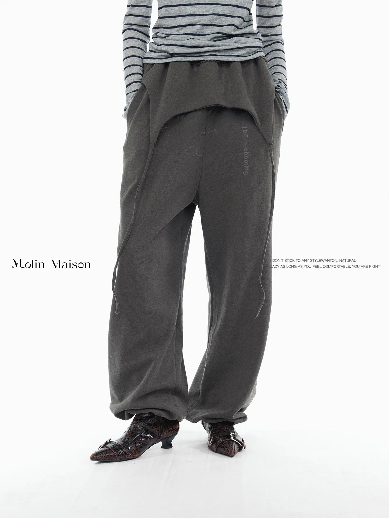 

Женские повседневные брюки Molin Maison из чистого хлопка с принтом-надписью, на эластичной талии, для работы и отдыха, универсальные комбинезоны-брюки