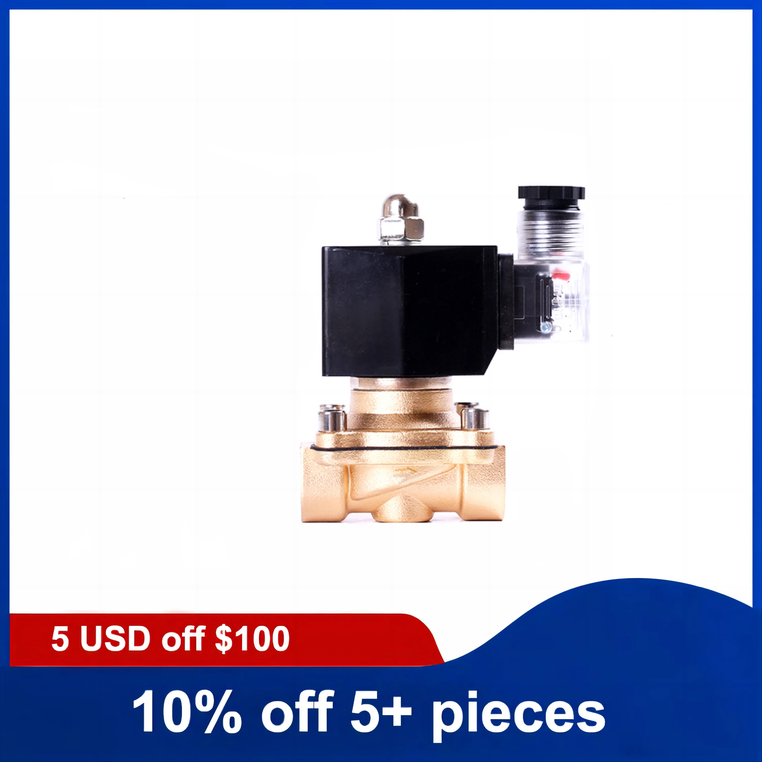 3/8inch to 2inch Brass Normally Closed Solenoid Valve 220V 12V 24V Direct Acting Solenoid Valve with LED Light